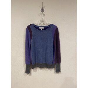 COLLABORATION Country Club Sweater Womens Small 100% Cashmere Colorblock Crewnec